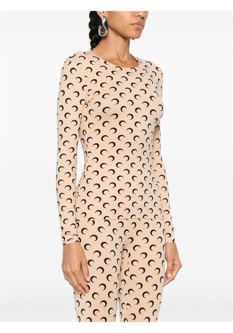moon printed jearsey top woman beige MARINE SERRE | WTS006A CJER0001TA10